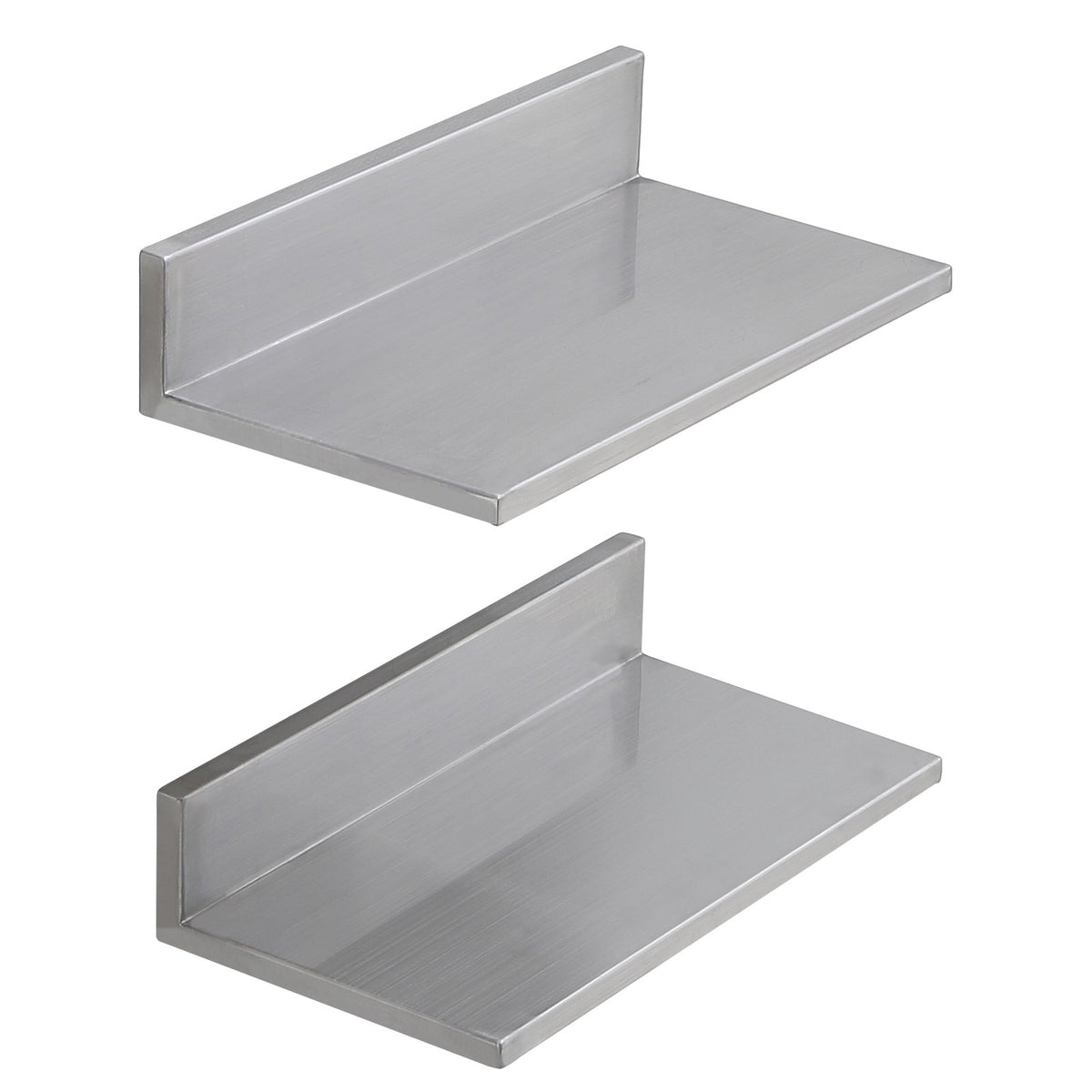 VEVOR 8.6" x 16" -2 Pack Stainless Steel Shelf, Wall Mounted Floating Shelving with Backsplash, 44 lbs Load Capacity Commercial Shelves, Heavy Duty Storage Rack for Restaurant, Kitchen, Bar, Home, and Hotel
