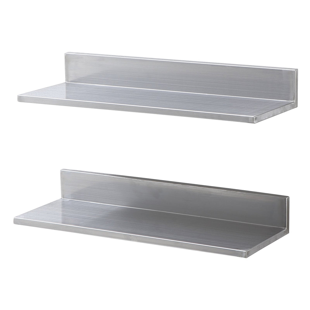 VEVOR 8.6" x 24" -2 Pack Stainless Steel Shelf, Wall Mounted Floating Shelving with Backsplash, 44 lbs Load Capacity Commercial Shelves, Heavy Duty Storage Rack for Restaurant, Kitchen, Bar, Home, and Hotel