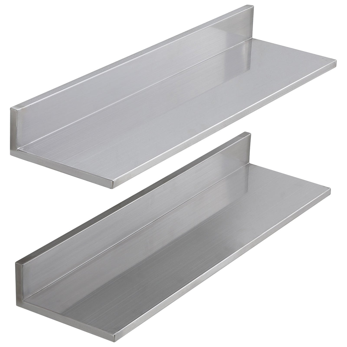 VEVOR 8.6" x 30" -2 Pack Stainless Steel Shelf, Wall Mounted Floating Shelving with Backsplash, 44 lbs Load Capacity Commercial Shelves, Heavy Duty Storage Rack for Restaurant, Kitchen, Bar, Home, and Hotel