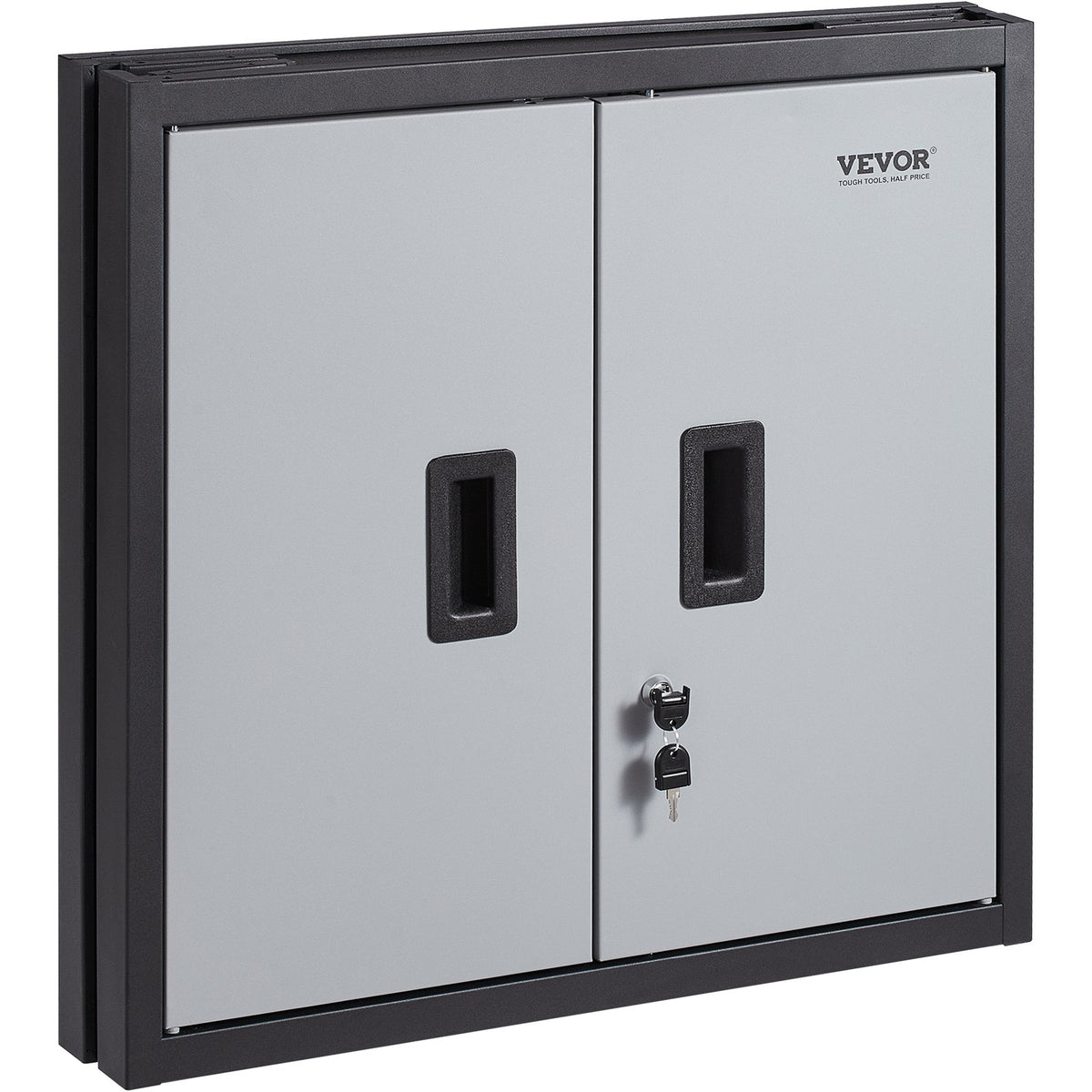 VEVOR Foldable Wall Cabinet, Metal Garage Locker Mounted 26" Small Tool Chest 240 LBS Loading Capacity Adjustable Shelf Magnetic Door File for Warehouse Office Home Black