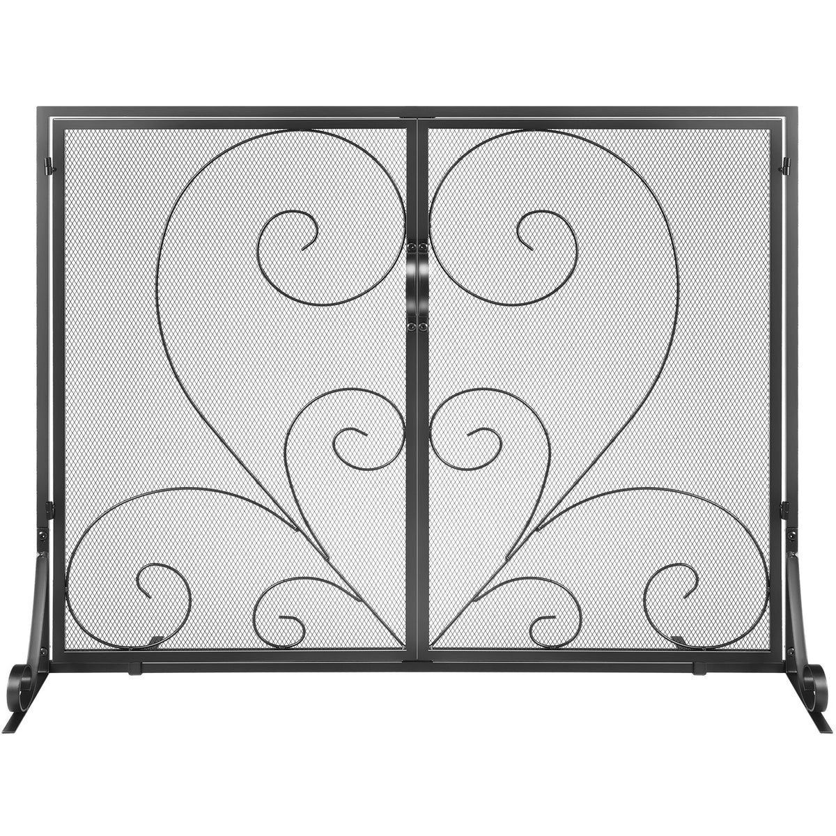 VEVOR Fireplace Screen 1 Panel with Door, Sturdy Iron Mesh Fireplace Screen, 39"(L) x31.6"(H) Spark Guard Cover, Simple Installation, Free Standing Fire Fence Grate for Living Room Home Decor Vintage