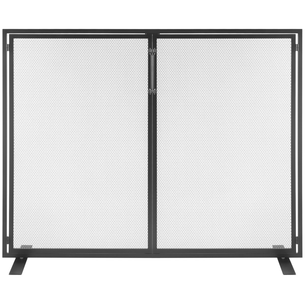 VEVOR Fireplace Screen 1 Panel with Door, Sturdy Iron Mesh Fireplace Screen, 38.98"(L) x30.7"(H) Spark Guard Cover, Simple Installation, Free Standing Fire Fence Grate for Living Room Home Decor Moder