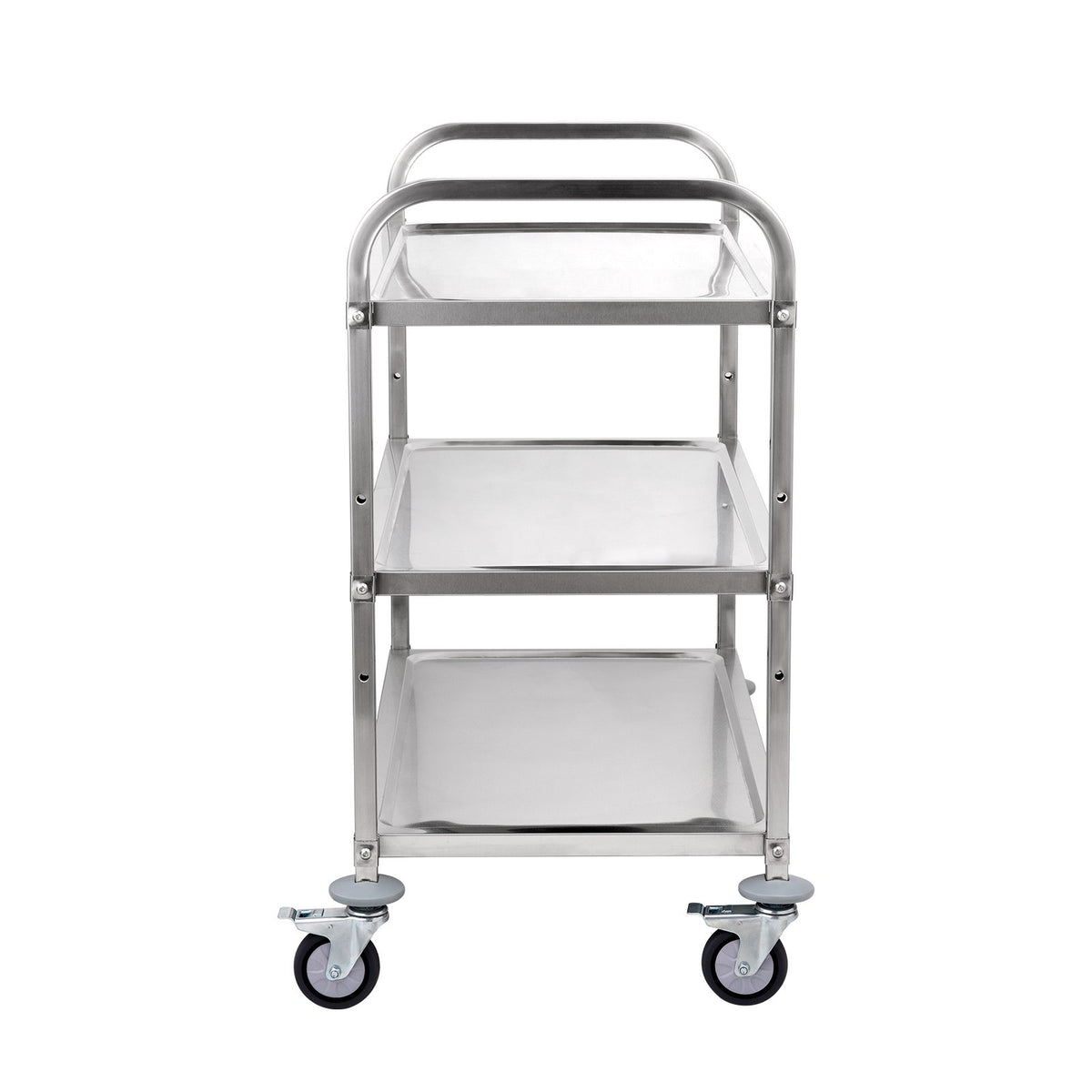 VEVOR Kitchen Utility Cart, 3 Tiers, Wire Rolling Cart with 450LBS Capacity, Steel Service Cart on Wheels, Metal Storage Trolley with 80mm Basket Curved Handle PP Liner 6 Hooks, for Indoor and Outdoor