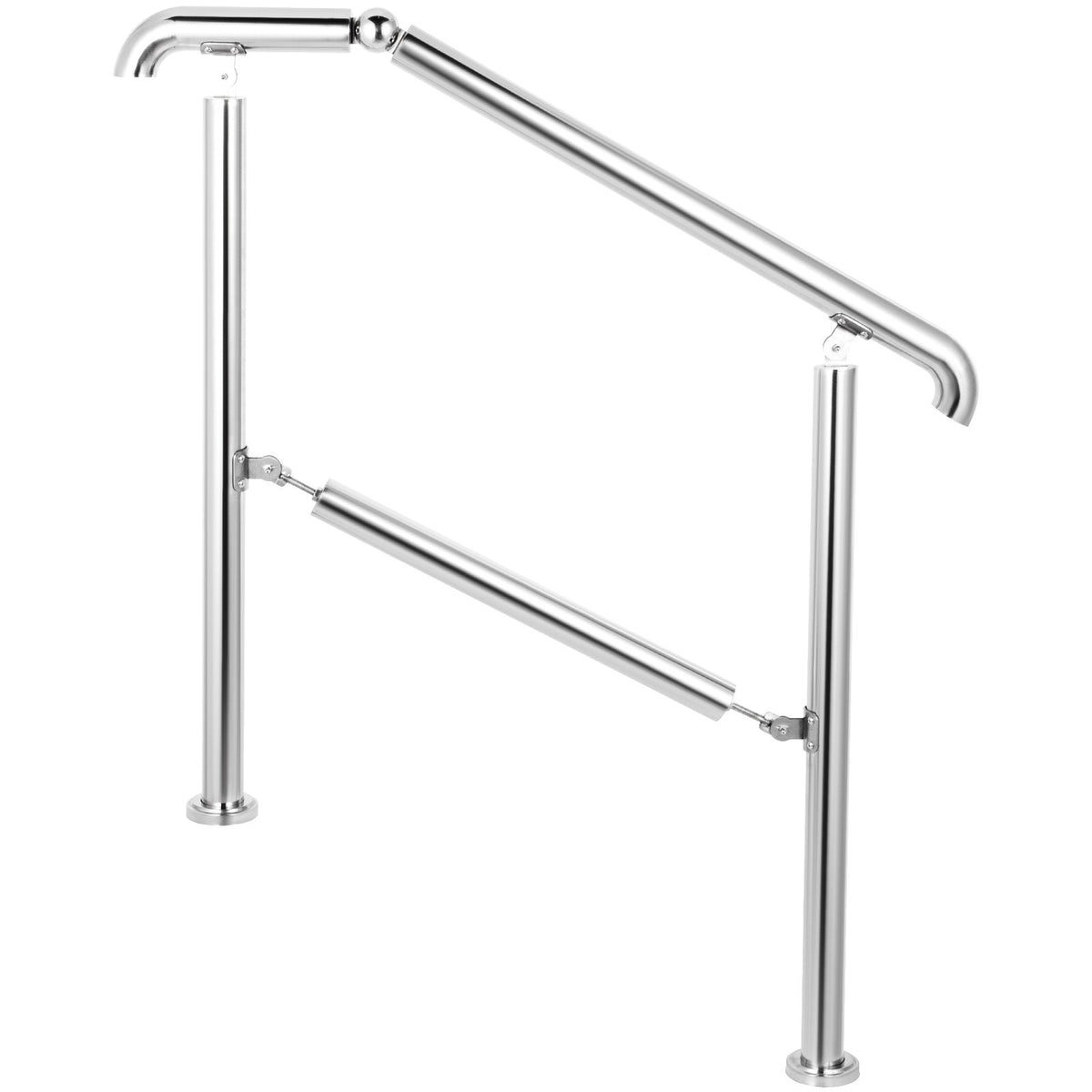 VEVOR Stainless Steel Transitional Handrail fit for Level Surface and 2 to 3 Adjustable Stair Indoor Outdoor Step Railings 441lb Capacity with Installation Kit Porch DIY, Silver