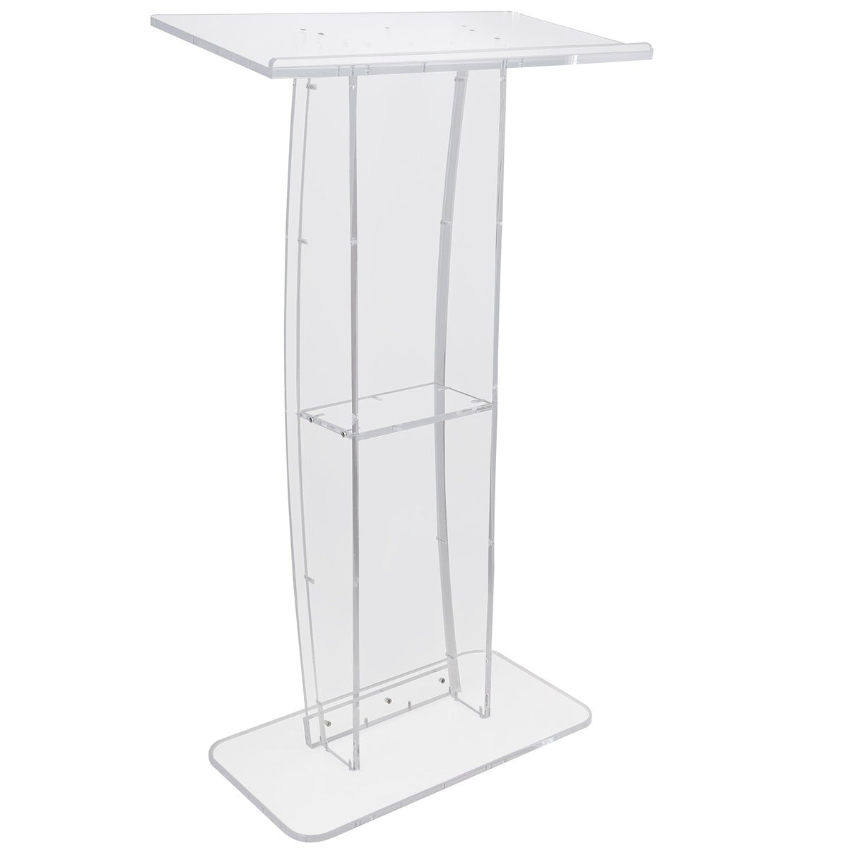 VEVOR Acrylic Podium, 47" Clear Acrylic Podium Stand with Wide Reading Surface & Storage Shelf, Floor-standing Clear Pulpits Acrylic for Church Office School