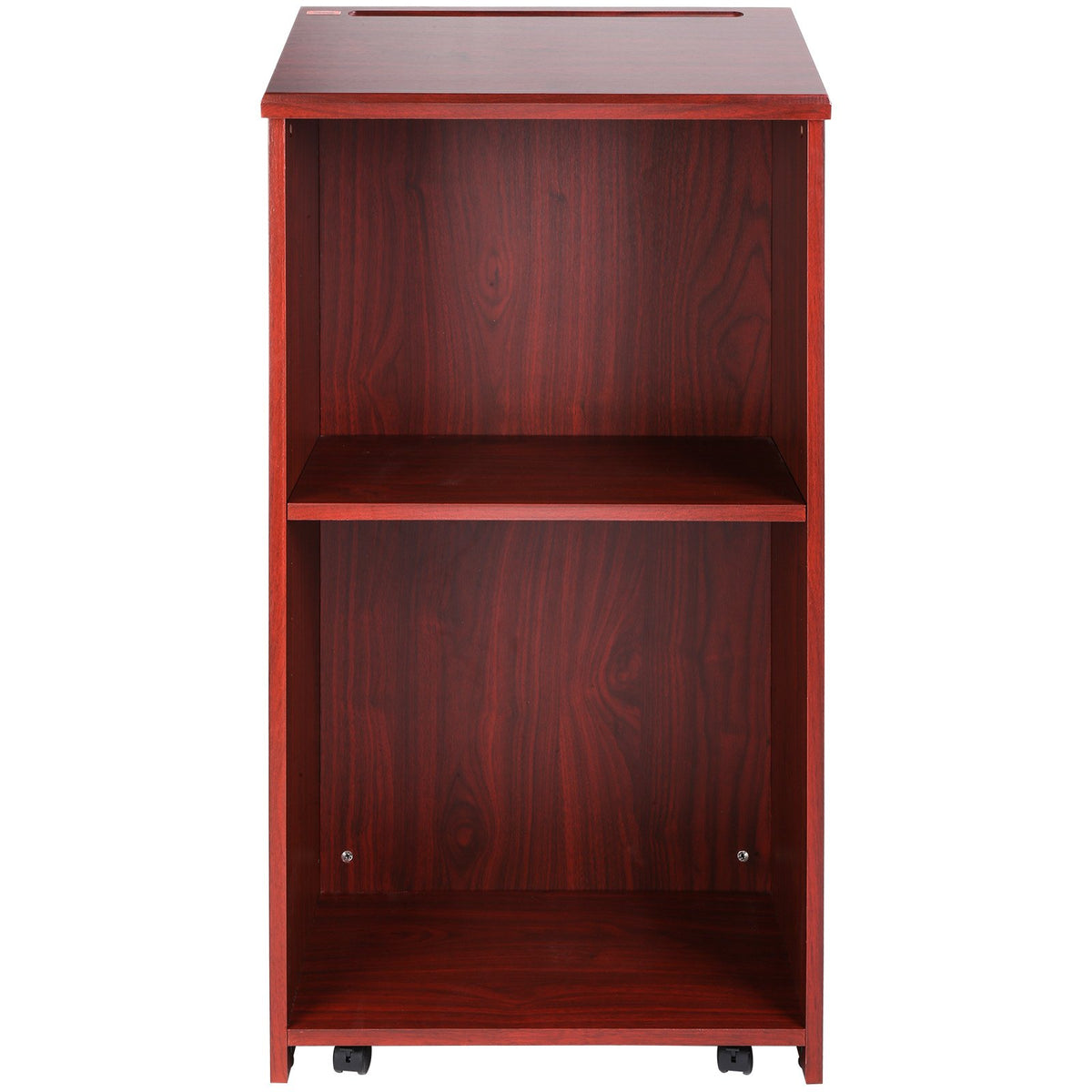 VEVOR Podium Stand, 47 inch Hostess Stand with 4 Rolling Wheels, Wood Podium with Storage Shelves and Slant Desktop, Lecterns & Podiums for Home, Office, School, Church, Brown
