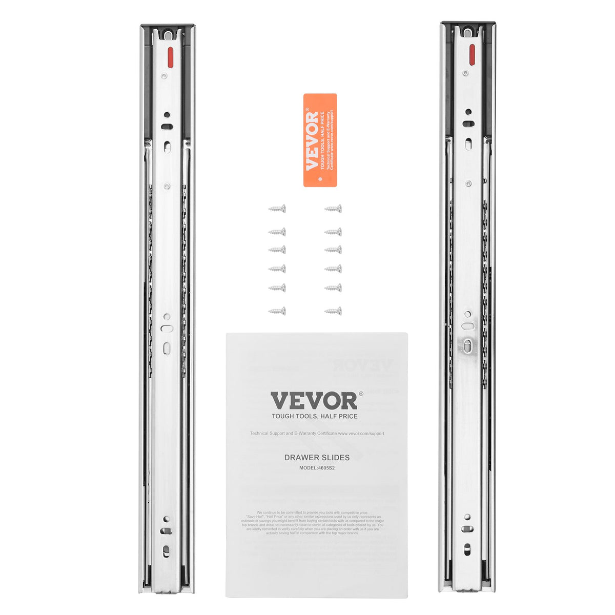 VEVOR 10 Pairs of 18 Inch Drawer Slides Side Mount Rails, Heavy Duty Full Extension Steel Track, Soft-Close Noiseless Guide Glides Cabinet Kitchen Runners with Ball Bearing, 100 Lbs Load Capacity