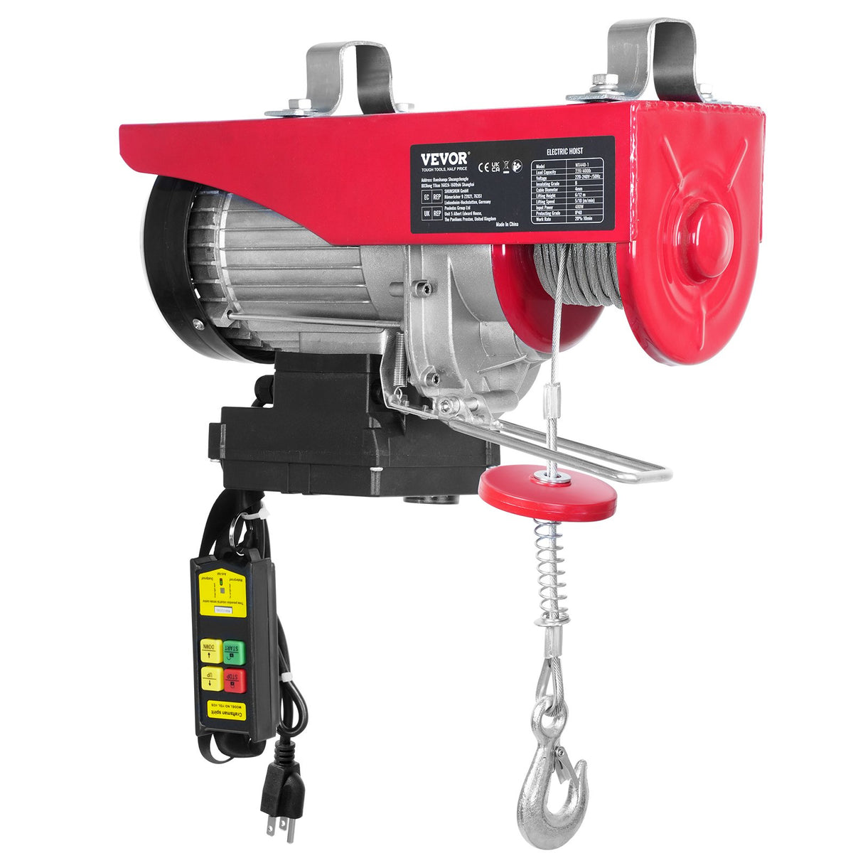 VEVOR Wireless Electric Hoist, 440 lbs 110V Electric Steel Wire Winch with Wireless Remote Control, 40ft Single Cable Lifting Height & Pure Copper Motor, for Garage Warehouse Factory