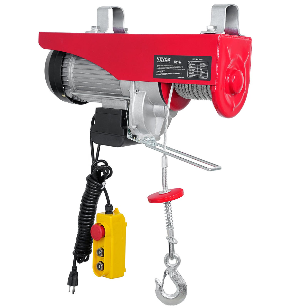 VEVOR Electric Hoist 1760lbs with 14ft Wired Remote Control, Electric Hoist 110 Volt with 40ft Single Cable Lifting Height & High-quality Motor, for Garage Warehouse Factory