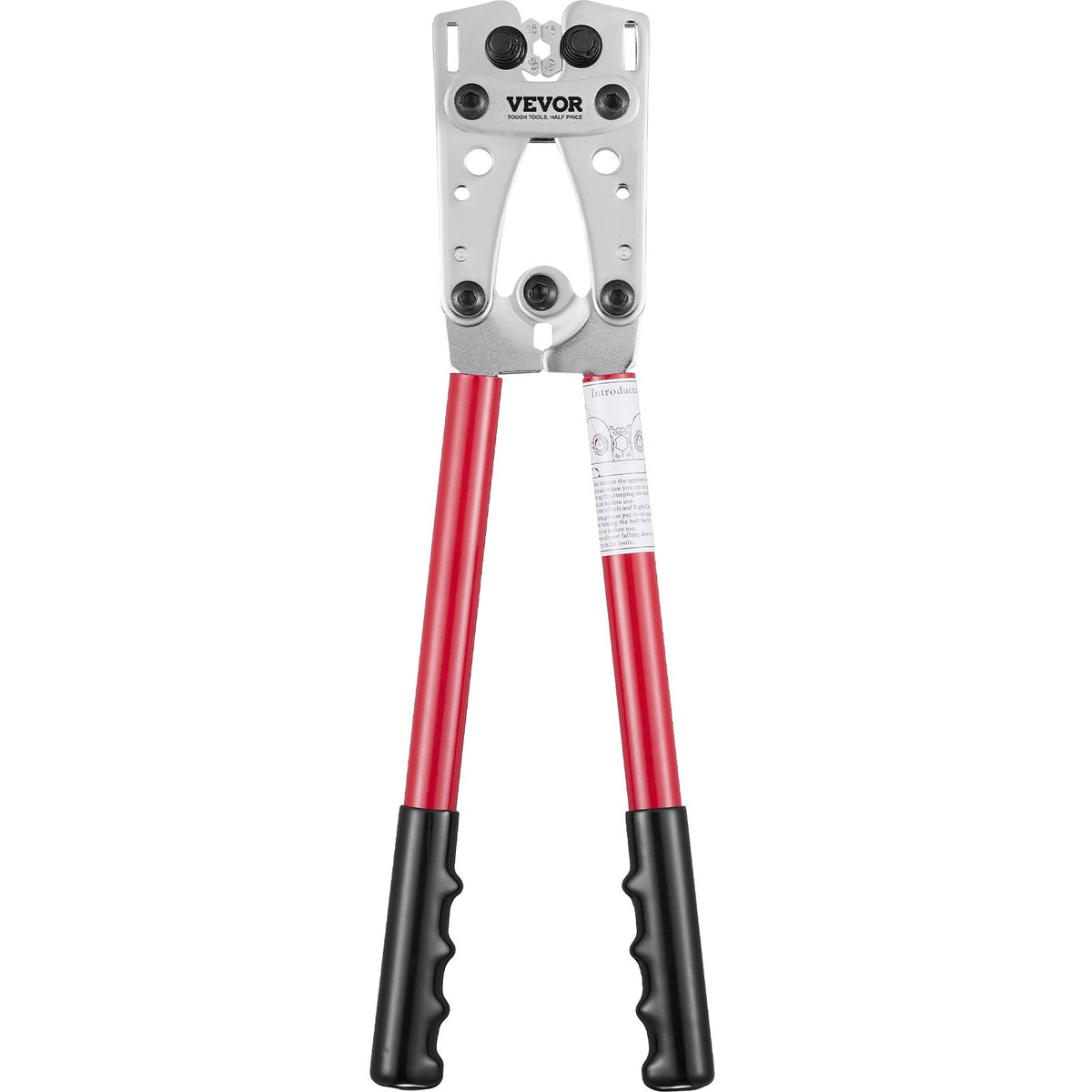 VEVOR Battery Cable Lug Crimping Tool, 10-1/0AWG with Cable Cutter and 48PCS Copper Ring Terminals, 6 Wire Sizes Crimping Die and 100pcs Heat Shrink Tubes, for Heavy Duty Wire Lugs
