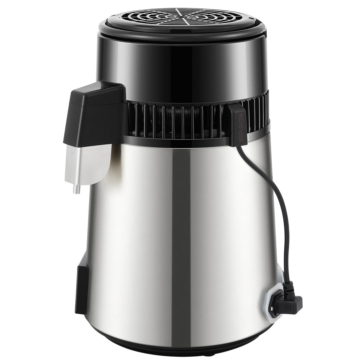 VEVOR 1.1Gal Water Distiller, 0.4Gal/H, Distilled Water Maker Machine 1750W 0-99H Timing Dual Temp Display, 304 Stainless Steel Countertop Distiller Glass Carafe Cleaning Powder 3 Carbon Packs, Silver
