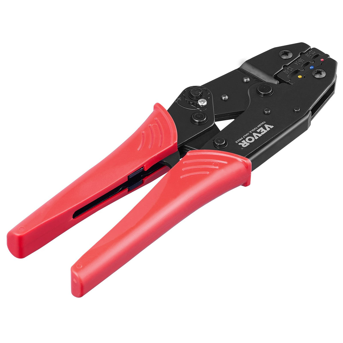 VEVOR Ratcheting Crimping Tool Set For Insulated Electrical Connectors AWG22-10 with Wire Stripper and 210pcs Heat Shrink Tubes Labor-Saving Ratcheting Wire Crimp Pliers