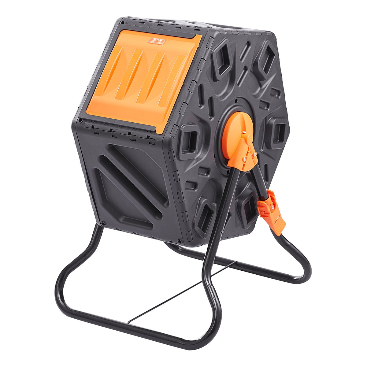 VEVOR Compost Bin, 18.5-Gal Composting Tumbler, Compact Single Rotating Chamber with Sliding Door and Steel Frame, BPA Free Small Composter Bin Tumbler for Garden, Kitchen, Yard, Outdoor