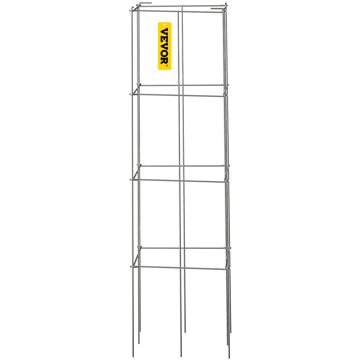 VEVOR Tomato Cages, 11.8\" x 11.8\" x 46.1\", 5 Packs Square Plant Support Cages, Silver PVC-Coated Steel Tomato Towers for Climbing Vegetables, Plants, Flowers, Fruits