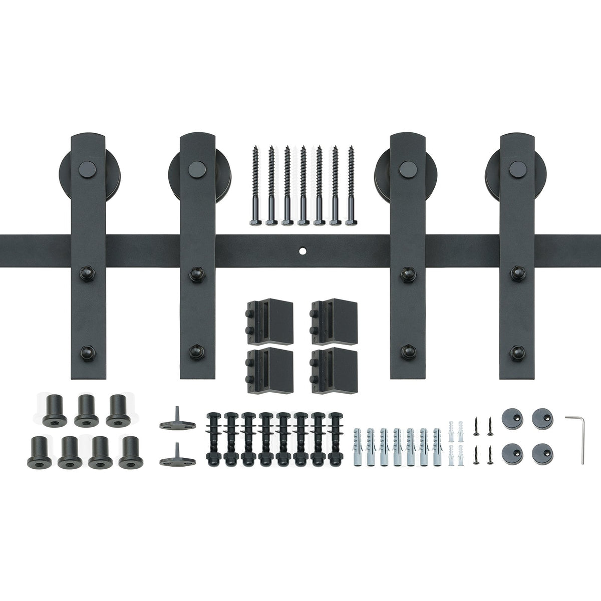 VEVOR 8FT Sliding Barn Door Hardware Kit, 330LBS Heavy Duty Barn Door Track Kit for Double Doors, Fit 3.7-4.3FT Total Wide and 1.3"-1.8" Thick 2 Door Panel, with Smooth & Silent Pulley (I Shape)
