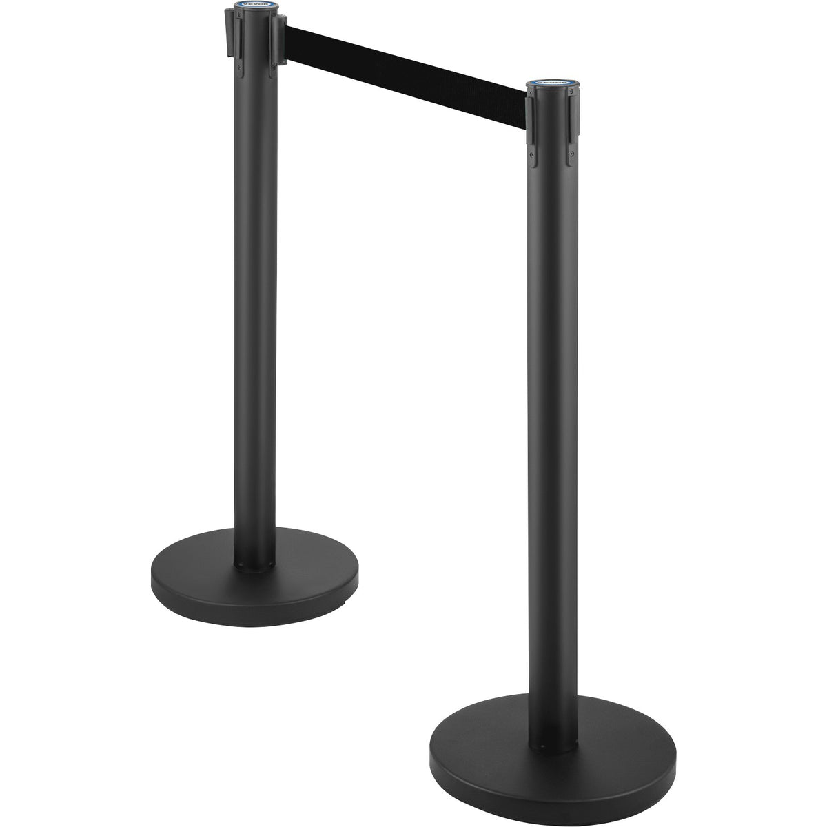 VEVOR Crowd Control Stanchion, Set of 6 Pieces Stanchion Set, Stanchion Set with 6.6 ft/2 m Black Retractable Belt, Black Crowd Control Barrier with Concrete and Metal Base - Easy Connect Assembly