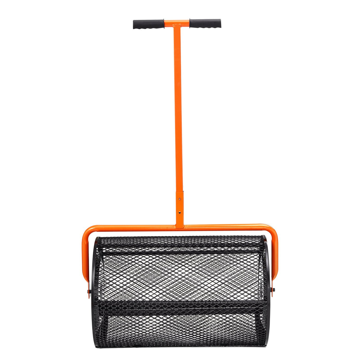 VEVOR Compost Spreader, 24.4-25.6" Height Adjustable Handle, 24" Wide, Lawn and Garden Peat Moss Roller with Side Latches, Powder Coated Steel Mesh Basket for Spreading Manure, Topsoil, Black