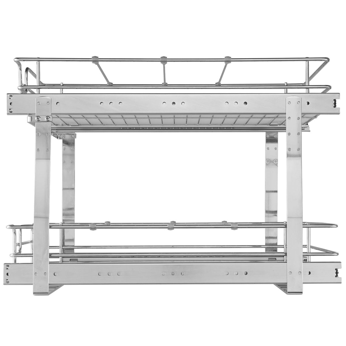 VEVOR 2 Tier 14"Wx21"Dx15"H Pull Out Cabinet Organizer, Heavy Duty Slide Out Pantry Shelves, Steel Roll Out Drawers, Sliding Drawer Storage for Home, 15.5"Wx22"Dx18"H Install Size for Cabinet