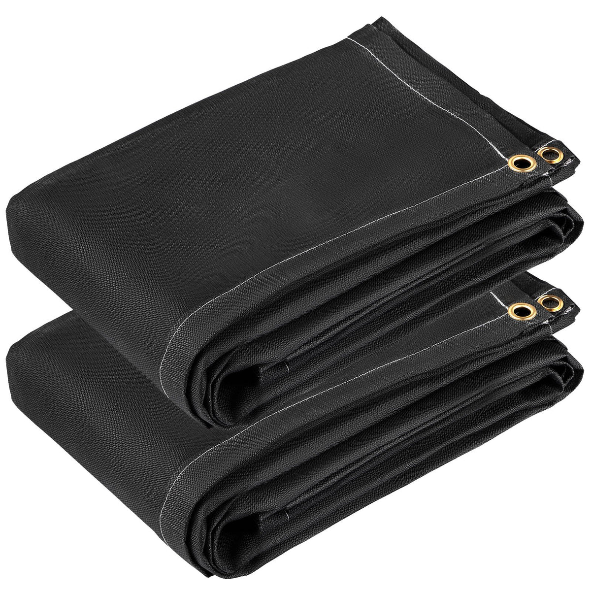 VEVOR Fire Blankets, 2 Pack Welding Blankets, 8\' x 10\' Fire Suppression Blanket, 1022°F Flame Retardant Blanket, Black Fire Emergency Blankets, Fiberglass Fire Retardant Blanket with 12 Brass Gromme