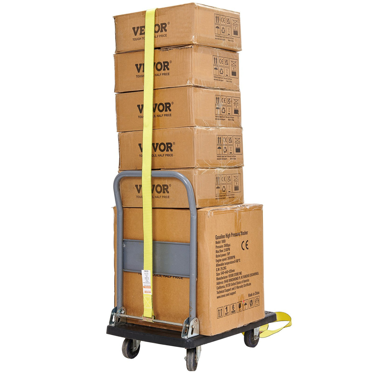 VEVOR Ratchet Tie Down Straps (8PS), 4400 lb Break Strength, E-Track Endless Ratchet with 8 Premium 2" x 15' Rachet Tie Downs Heavy Duty, for Moving Securing Cargo, Appliances, Lawn Equipment