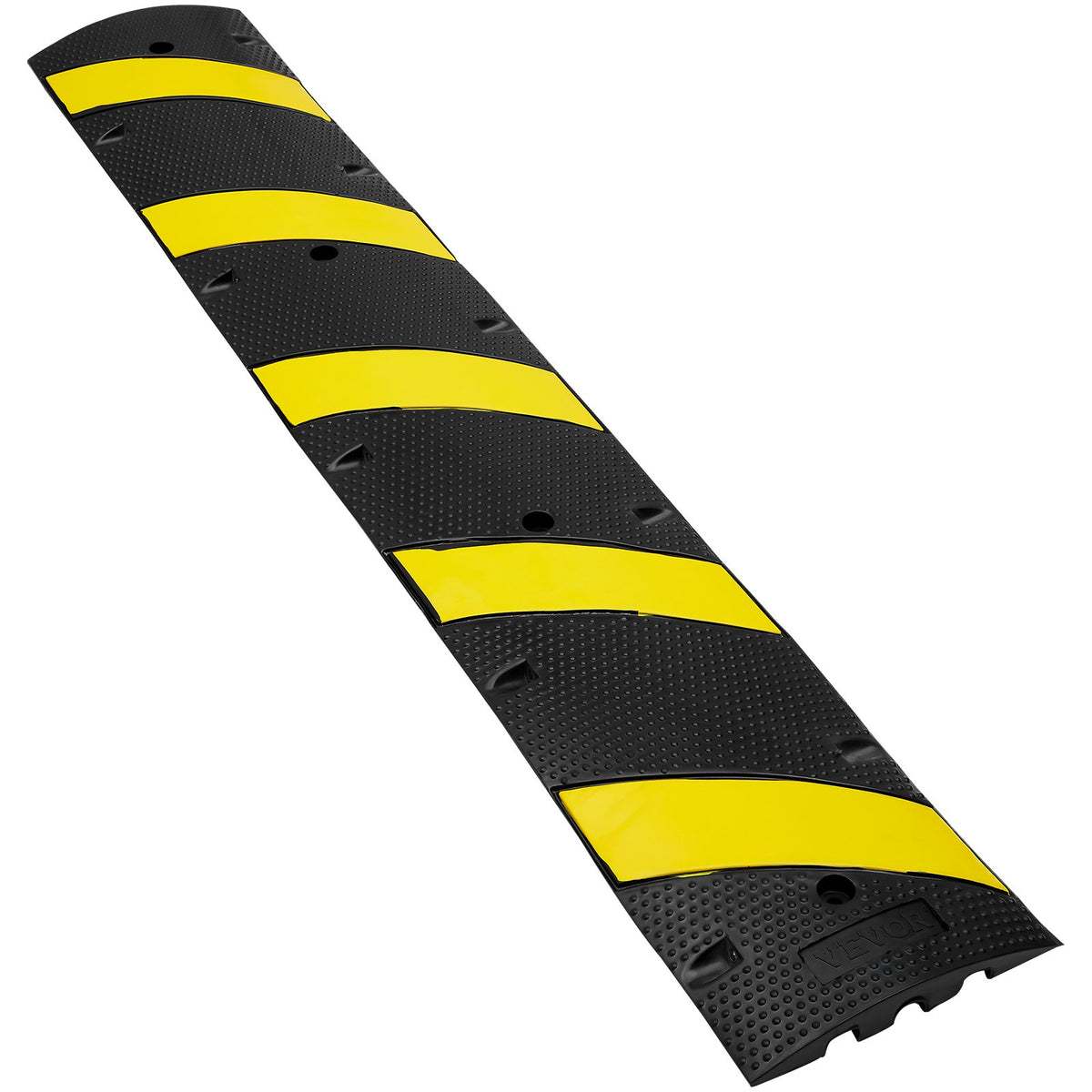 VEVOR 72'' Rubber Speed Bump, Dual Channel, Supports up to 22000 lbs, Durable Traffic Speed Hump with Bright Yellow Reflective Strip, Includes 4 Expansion Screws & Drill for Asphalt, Concrete, Grav