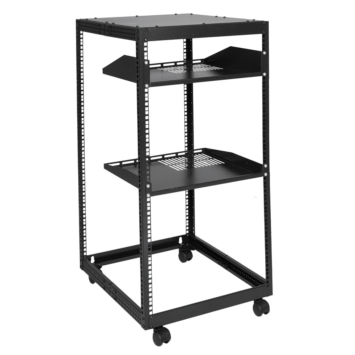 VEVOR 20U Open Frame Server Rack, 23-40 in Adjustable Depth, Free Standing or Wall Mount Network Server Rack, 4 Post AV Rack with Casters, Holds All Your Networking IT Equipment AV Gear Router Modem