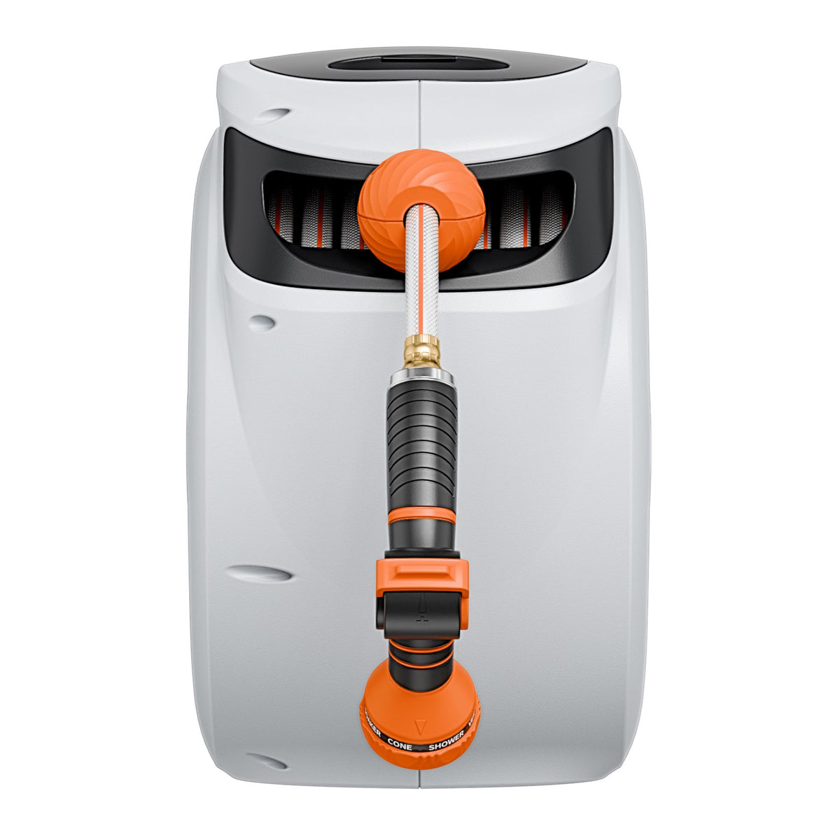 VEVOR Retractable Hose Reel, 100 ft x 1/2 inch, 180° Swivel Bracket Wall-Mounted, Garden Water Hose Reel with 9-Pattern Nozzle, Automatic Rewind, Lock at Any Length, and Slow Return System