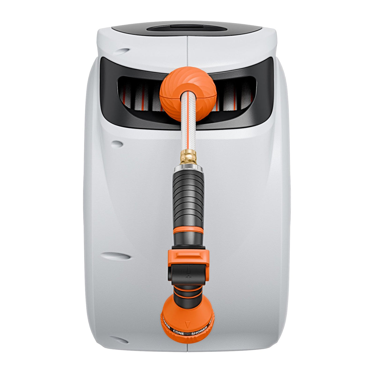 VEVOR Retractable Hose Reel, 130 ft x 1/2 inch, 180° Swivel Bracket Wall-Mounted, Garden Water Hose Reel with 9-Pattern Nozzle, Automatic Rewind, Lock at Any Length, and Slow Return System