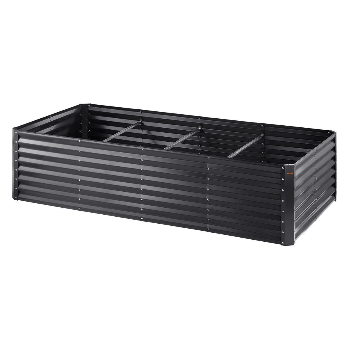 VEVOR Raised Garden Bed, 8 x 4 x 2 ft Galvanized Metal Planter Box, Outdoor Planting Boxes with Open Base, for Growing Flowers/Vegetables/Herbs in Backyard/Garden/Patio/Balcony, Dark Gray