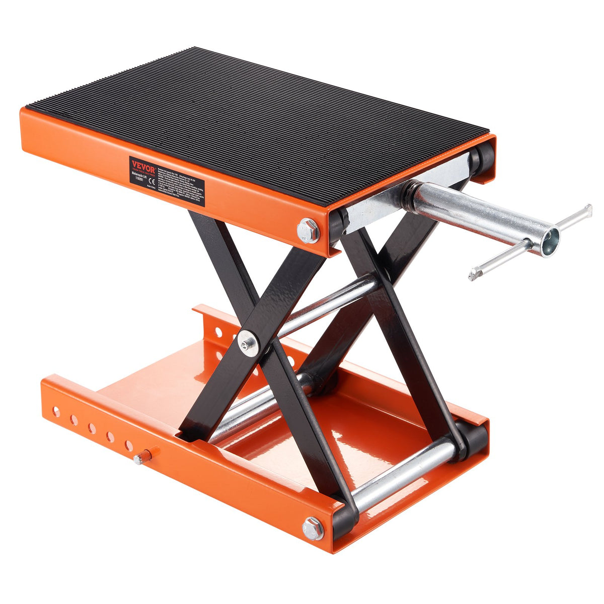 VEVOR Motorcycle Lift, 1100 LBS Motorcycle Scissor Lift Jack with Wide Deck & Safety Pin, 3.7"-13.8" Center Hoist Crank Stand, Steel Scissor Jack for Street Bikes, Cruiser Bikes, Touring Motorcycles