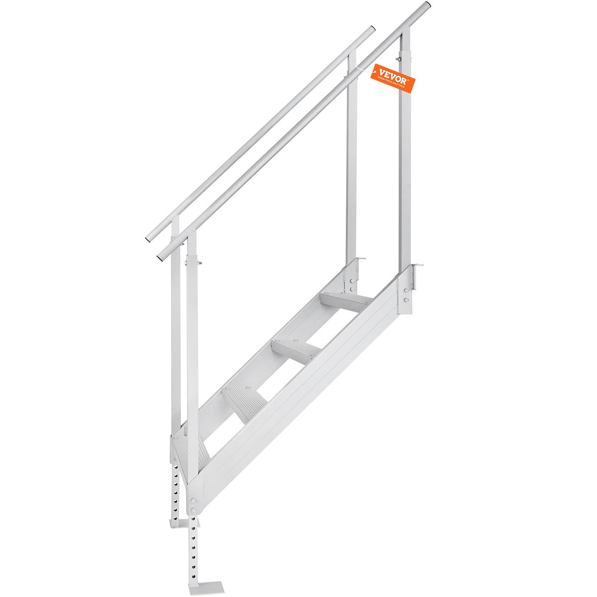 VEVOR Dock Ladder 4 Step, Dock Stairs 30''-38'' Adjustable Height, 500 lbs Load Capacity, Aluminum Pontoon Boat Ladder with Dual Handrails & Nonslip Mat for Ship/Lake/Pool/Marine Boarding
