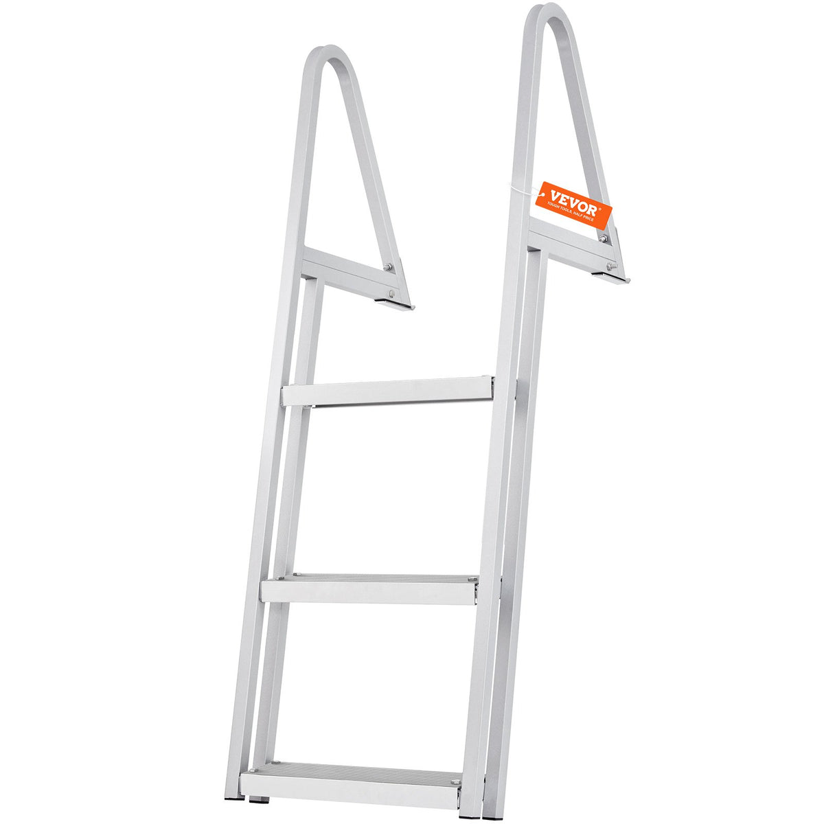 VEVOR Dock Ladder, Removable 3 Steps, 350 lbs Load Capacity, Aluminum Alloy Pontoon Boat Ladder with 4'' Wide Step & Nonslip Mat, Easy to Install for Ship/Lake/Pool/Marine Boarding