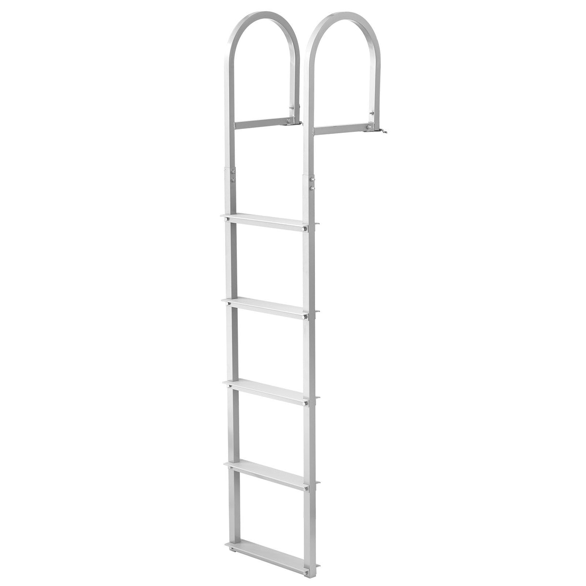 VEVOR Dock Ladder, Removable 5 Steps, 500 lbs Load Capacity, Aluminum Alloy Pontoon Boat Ladder with 3.1'' Wide Step & Nonslip Rubber Mat, Easy to Install for Ship/Lake/Pool/Marine Boarding