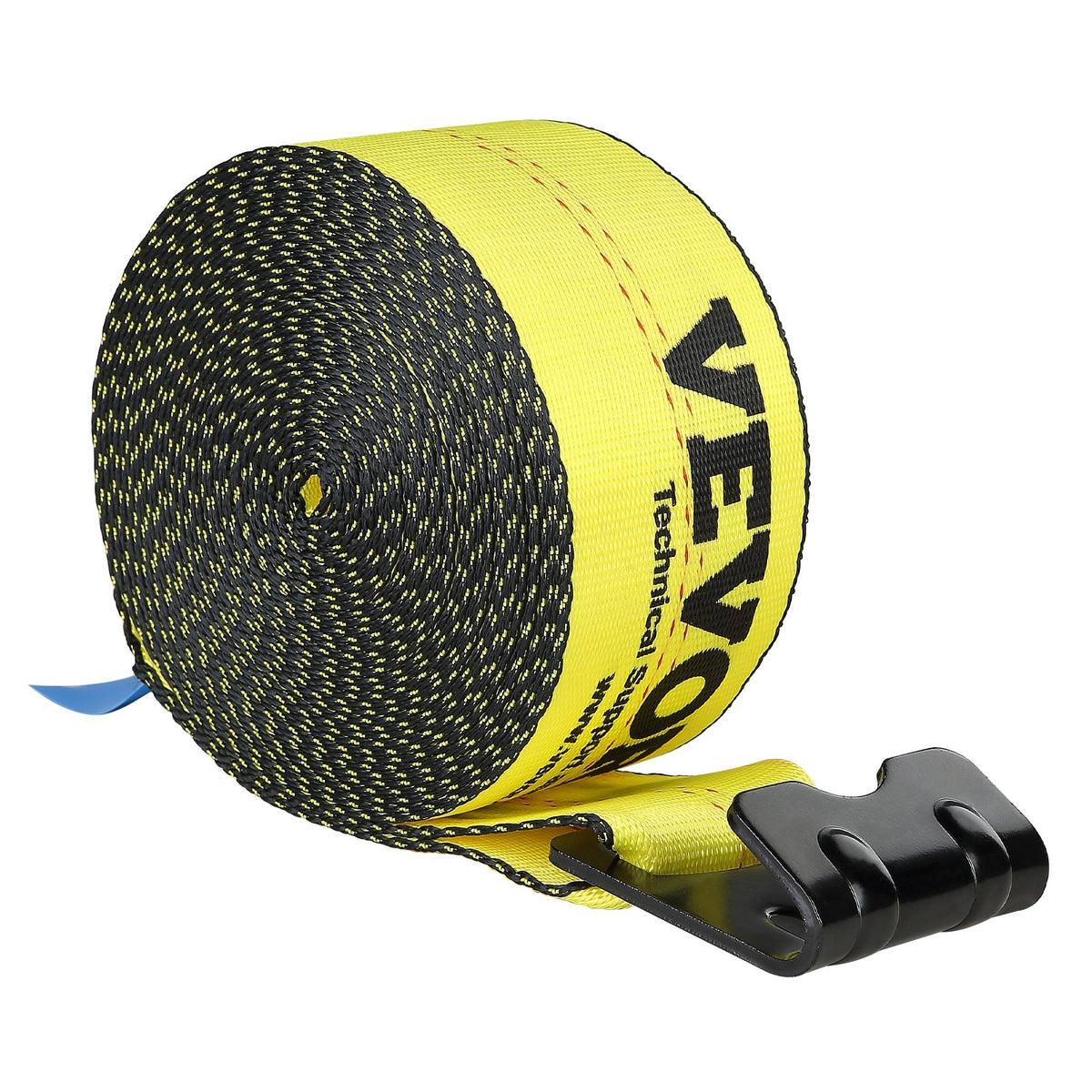 VEVOR Winch Straps, 4" x 30', 6000 lbs Load Capacity, 18000 lbs Break Strength, Truck Straps with Flat Hook, Flatbed Tie Downs Cargo Control for Trailers, Farms, Rescues, Tree Saver, Yellow (4 Pack)
