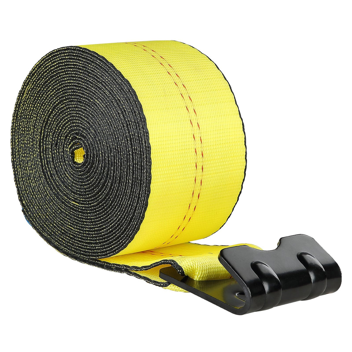 VEVOR Winch Straps, 4\" x 40', 6000 lbs Load Capacity, 18000 lbs Break Strength, Truck Straps with Flat Hook, Flatbed Tie Downs Cargo Control for Trailers, Farms, Rescues, Tree Saver, Yellow (10 Pack)