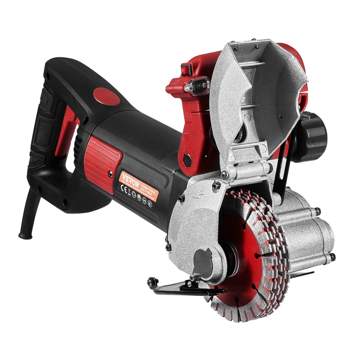 VEVOR Wall Chaser, 2500W 38 mm Cutting Width,Wall Groove Cutting Machine 34MM Cutting Depth,Wall Slotting Machine With 5 Saw Blades 4.5" Diameter 6300r/Min,One-time Forming Dustless