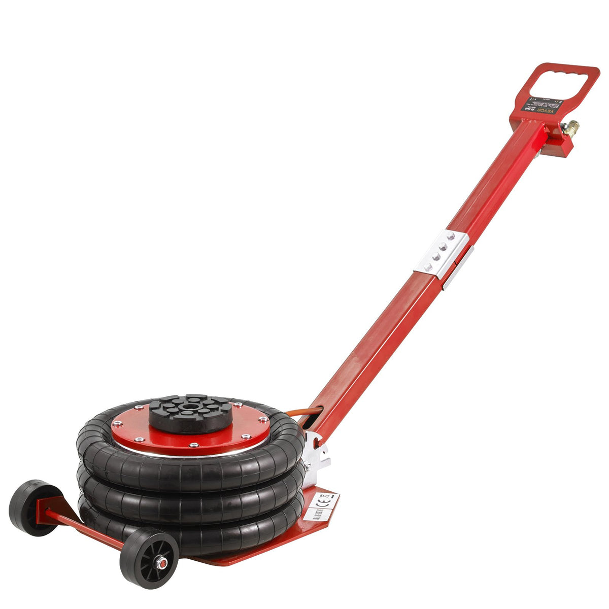 VEVOR Air Jack, 3 Ton/6600 lbs Triple Bag Air Jack, Airbag Jack with Six Steel Pipes, Lift up to 17.7", 3-5 s Fast Lifting Pneumatic Jack, with Adjustable Long Handle for Cars, Garages, Repair (Red)