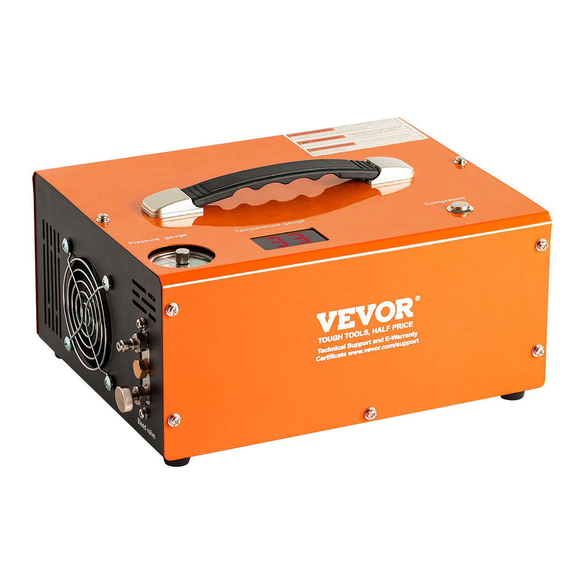VEVOR PCP Air Compressor, 4500PSI Portable PCP Airgun Compressor with Built-in Converter, Auto-Stop | DC12V/AC120V | Oil & Water-Free Paintball Tank Compressor Pump for Air Rifle, Scuba Diving Bottle