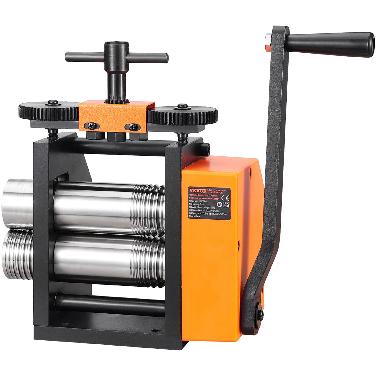 VEVOR Rolling Mill, 3"/76 mm Jewelry Rolling Mill Machine, 1: 2 Gear Ratio, 3-in-1 Multi-function Rolling Mill, 0.1-7mm Press Thickness for Metal Jewelry Making Sheet Square Wire Semicircle Pattern