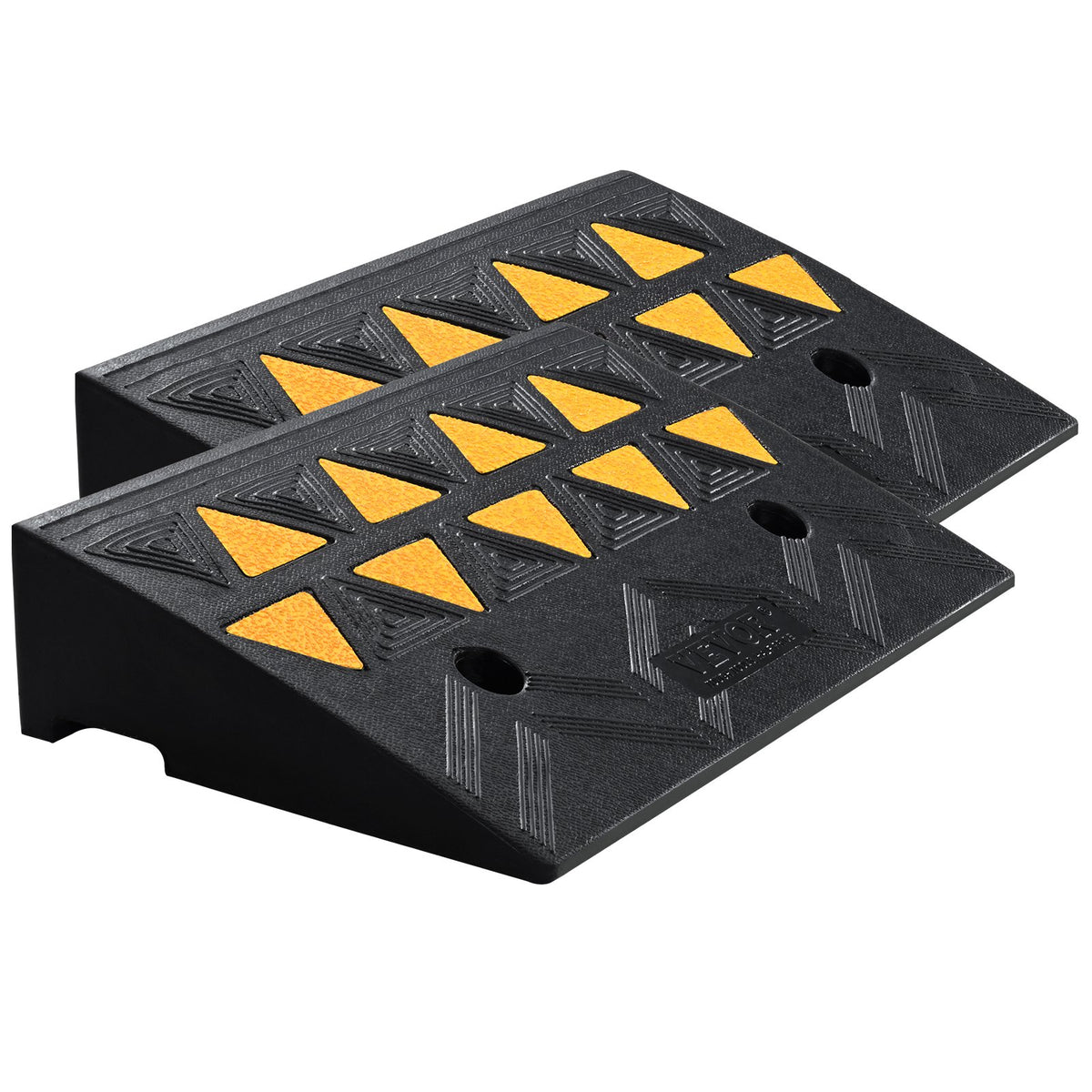 VEVOR Rubber Curb Ramp 2 Pack, 4.3" Rise Height Heavy-Duty 33069 lbs/15 T Capacity Threshold Ramps, Driveway Ramps with Stable Grid Structure for Cars, Wheelchairs, Bikes, Motorcycles