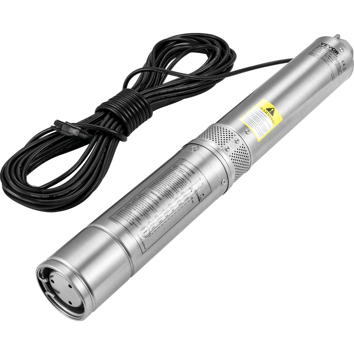 VEVOR Deep Well Submersible Pump, 0.5HP 115V/60Hz, 28gpm Flow 167ft Head, with 33ft Electric Cord, 4\" Stainless Steel Water Pumps for Industrial, Irrigation&Home Use, IP68 Waterproof Grade