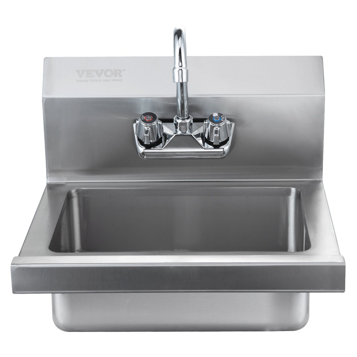 VEVOR Commercial Hand Sink with Faucet, Stainless Steel Sink for Washing, Small Hand Washing Sink, Wall Mount Hand Basin, Utility Sink for Restaurant, Kitchen, Bar, Garage and Home, 17 x 12.8 inch