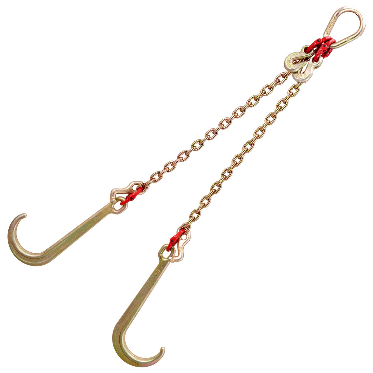 VEVOR G80 V Bridle Chain, 5/16" x 2' Towing Chain Bridle with 15" J Hooks, T Hooks & Grab Hooks, Heavy Duty Transport Chain Bridle with 10800 lbs Safe Working Load for Flatbed Truck Wrecker Recovery