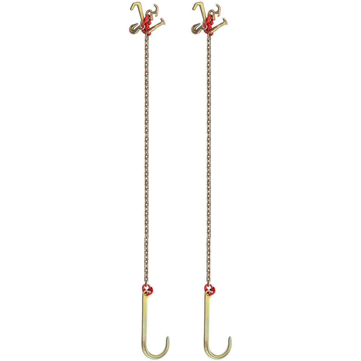 VEVOR J Hook Chain, 2PCS 5/16" x 10' G80 15" Long Shank J Hook Tow Chain with RTJ Cluster Hook & Grab Hook, 5400 lbs Working Load, Heavy Duty Transport Truck Chain for Wrecker Recovery Trailer Towing