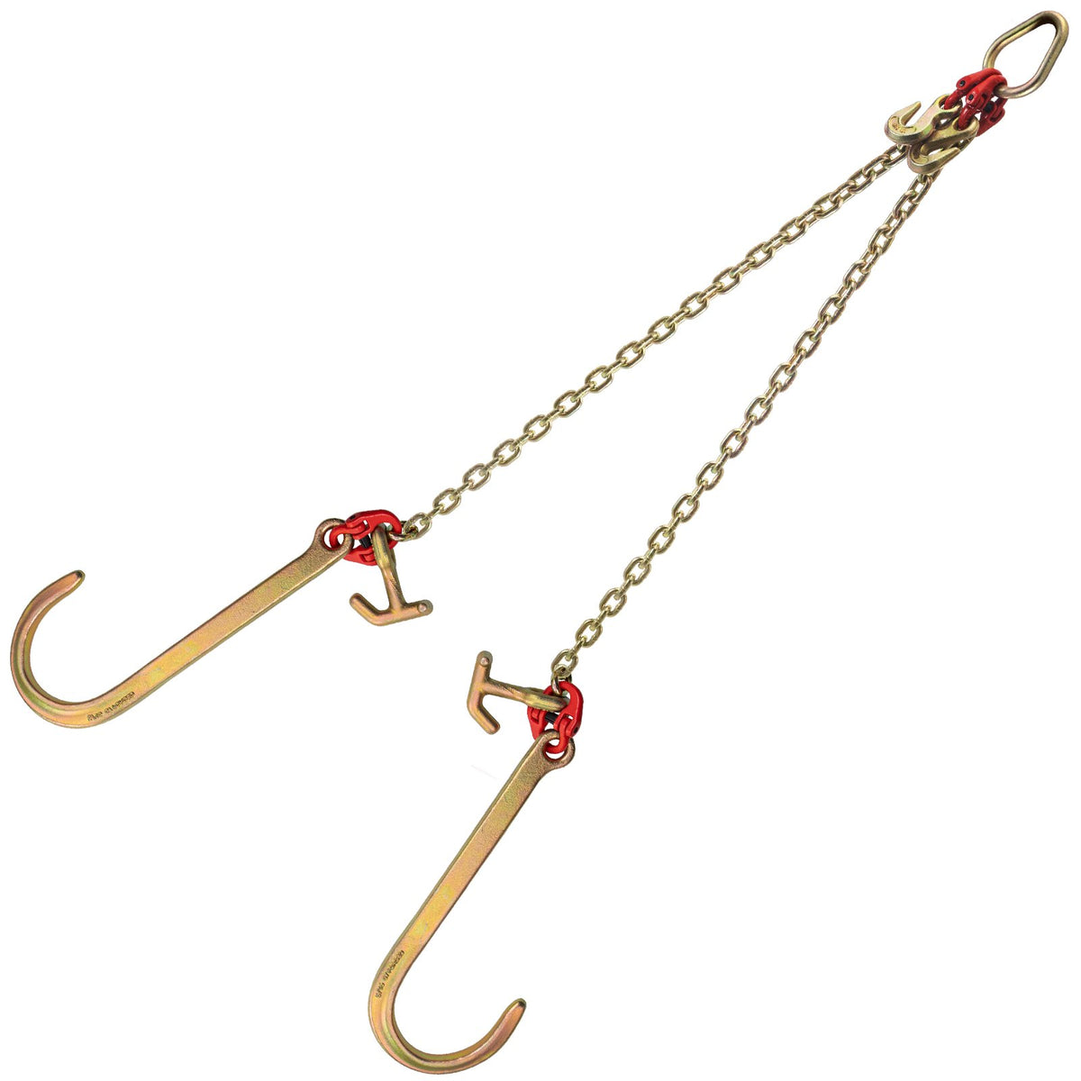 VEVOR G80 V Bridle Chain, 5/16" x 2' Towing Chain Bridle with 15" J Hooks, R Hooks & Grab Hooks, Heavy Duty Transport Chain Bridle with 10800 lbs Safe Working Load for Flatbed Truck Wrecker Recovery