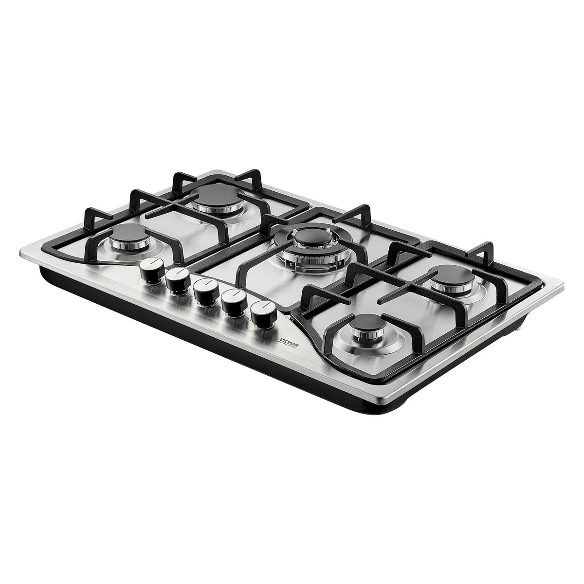 VEVOR 30-inch Gas Cooktop, 5 Burners Built-in Gas Stove Top, Max 12250BTU NG/LPG Convertible Stainless Steel Natural Gas Hob, with Thermocouple Protection for Camping, RV, Apartment