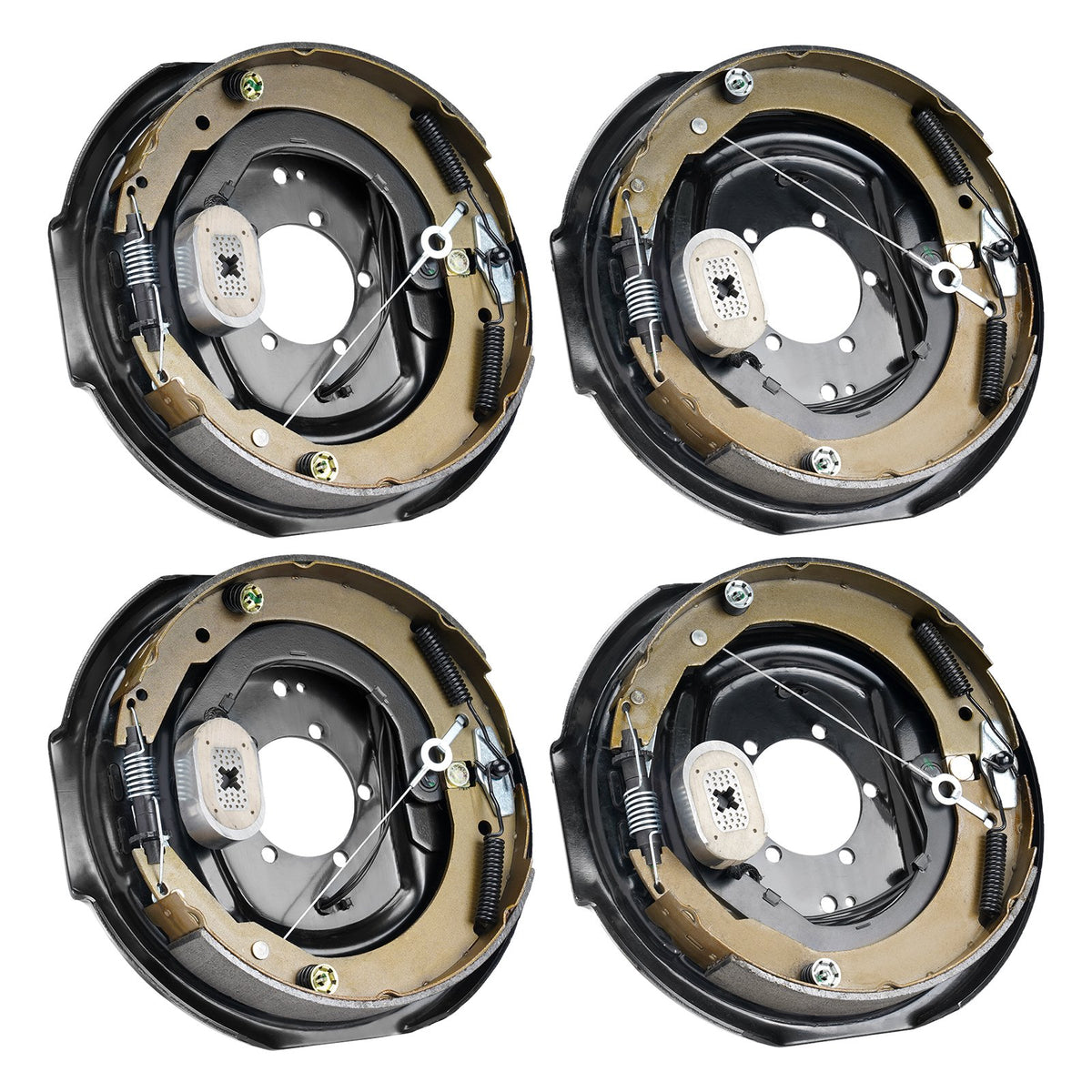 VEVOR Electric Trailer Brake Assembly, 12" x 2", 2 Pairs Self-Adjusting Electric Brakes Kit for 7000 lbs Axle, 5-Hole Mounting, Backing Plates for Braking System Part Replacement (2 Right + 2 Left)