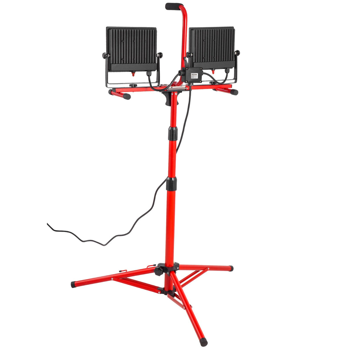 VEVOR LED Work Light with Stand, 10000 Lumen Dual-head LED Work Light with 27.6\"-68.1\" Adjustable and Foldable Tripod Stand, IP65 Waterproofed LED Tripod Work Light, with 5000 Kelvin Color Temperatu