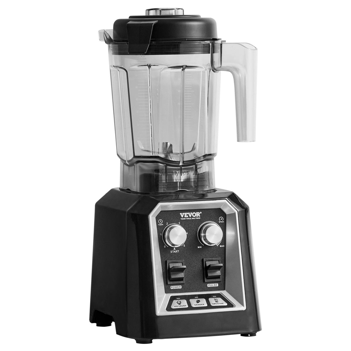 VEVOR Professional Blender, Commercial Countertop Blenders, 68 oz Plastic Jar Blender Combo, Stainless Steel 3 Functions Blender, for Frozen Drinks, Shakes, Smoothies, Peree, and Crush Ice, Black