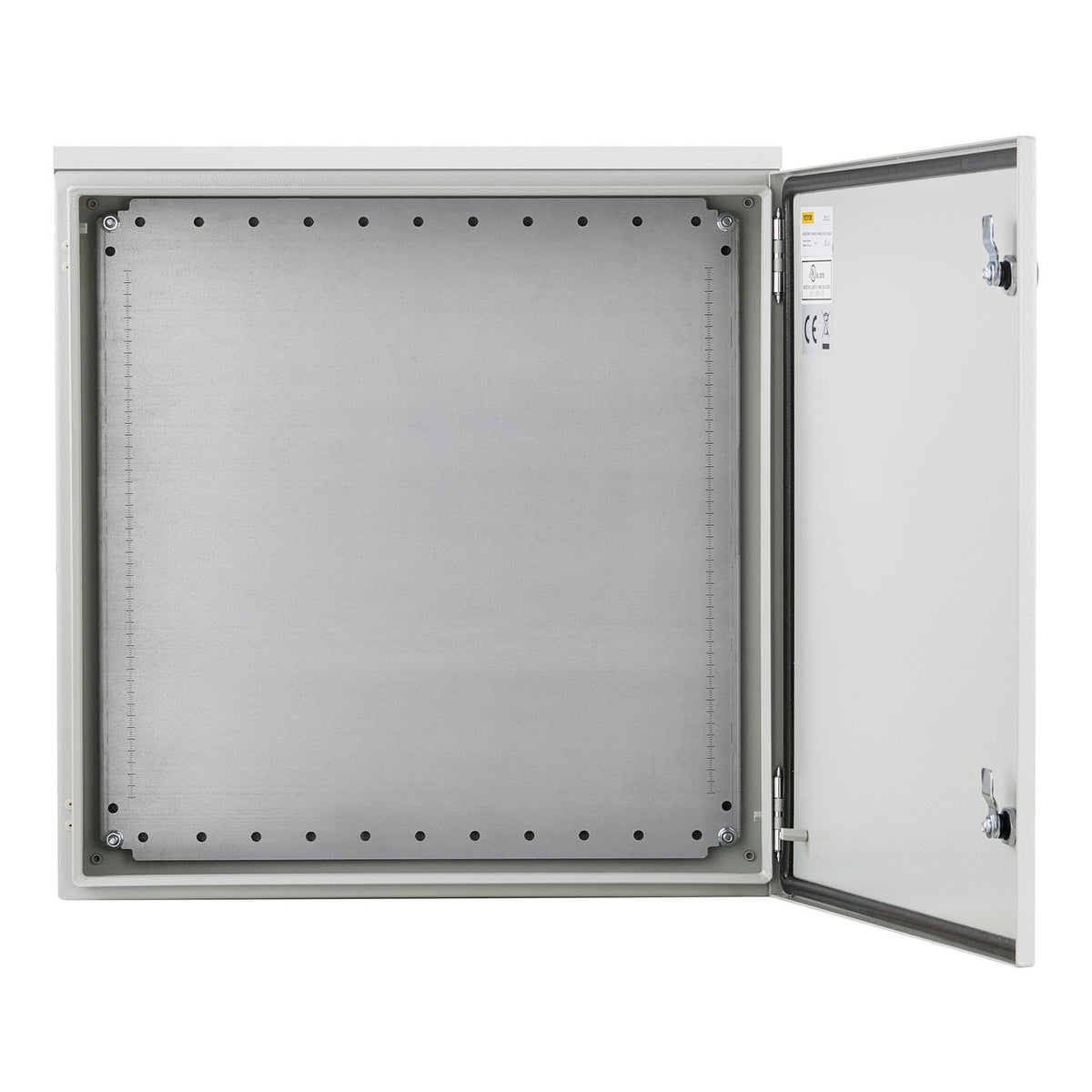VEVOR Electrical Enclosure, 24\'\' x 24\'\' x 8\'\', NEMA 4 Outdoor Enclosure, IP65 Waterproof & Dustproof Cold-Rolled Carbon Steel Hinged Junction Box for Outdoor Indoor Use, with Rain H